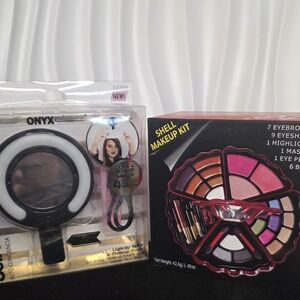 NIB Influencer Beauty Bundle: Onyx LED Selfie Mirror & Shell Makeup Palette